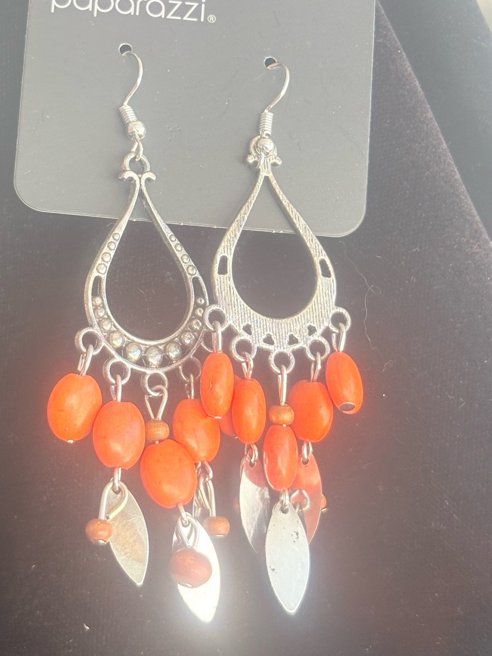 Paparazzi Orange Beaded Chandelier Earrings - Paparazzi-B